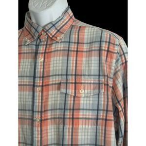 Vineyard Vines Crosby Men Shirt M‎ Peach Mint Plaid Slim Button Down Cotton